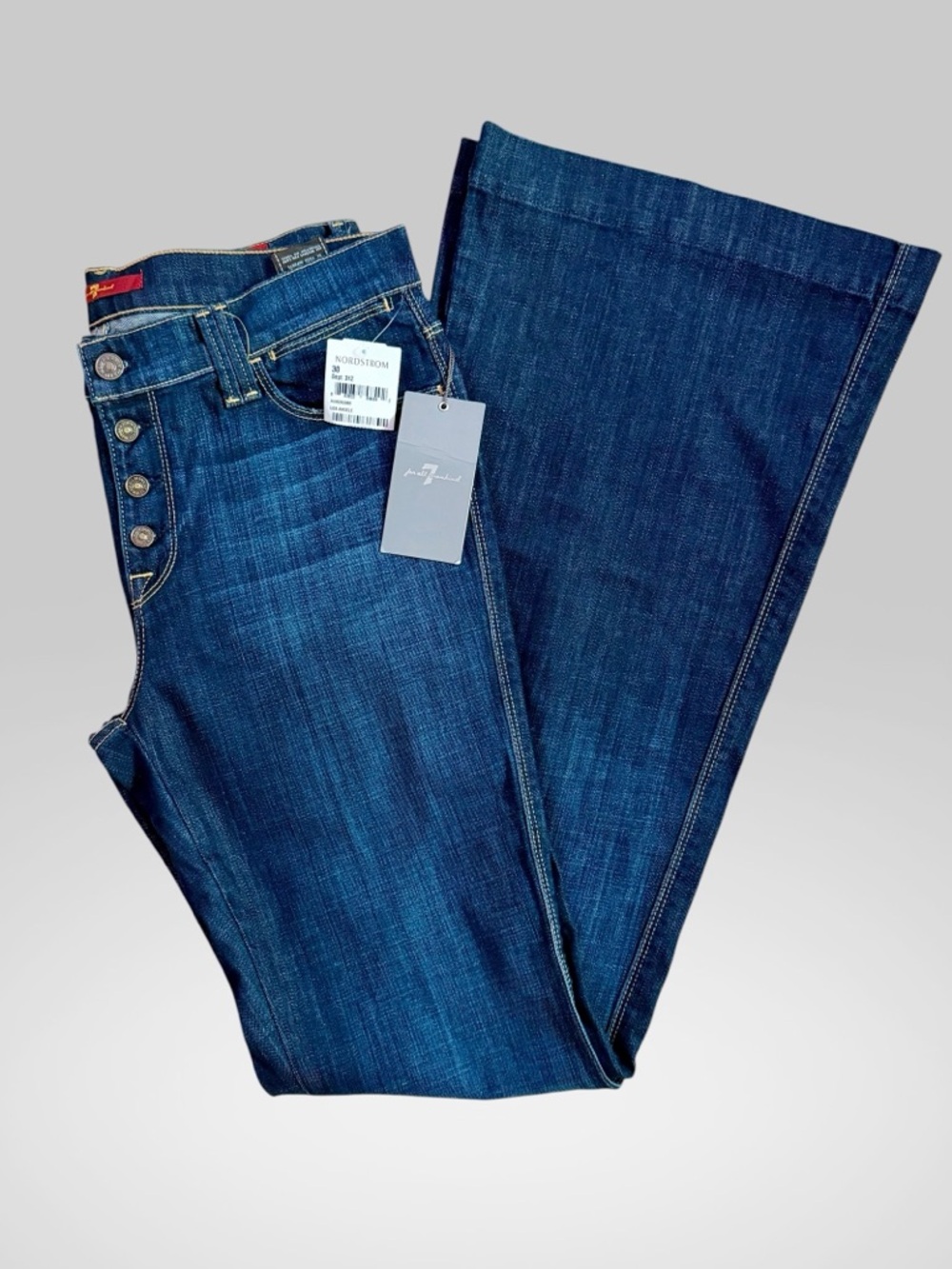 7 for All Mankind Wide Leg Button Fly Low Rise Jeans Size 30